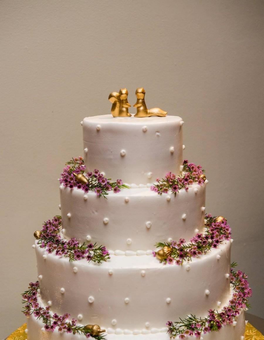 زفاف - Gold Squirrels Wedding Cake Topper with Set of 3 Gold Acorns, Cake Topper for Wedding or Anniversary, Wedding or Anniversary Gift