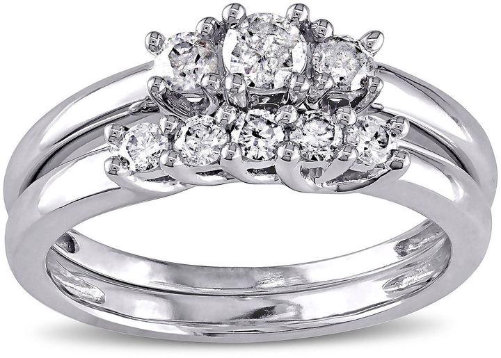 Свадьба - MODERN BRIDE 2/5 CT. T.W. Diamond 10K White Gold 3-Stone Bridal Ring Set