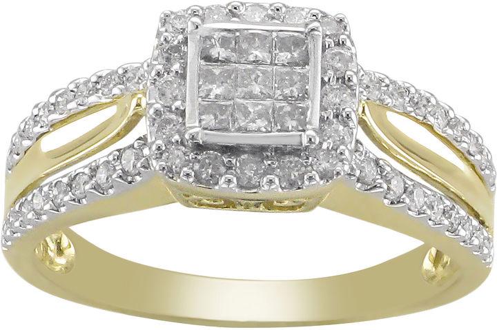 Hochzeit - FINE JEWELRY 1/2 CT. T.W. Princess Diamond 10K Gold Engagement Ring