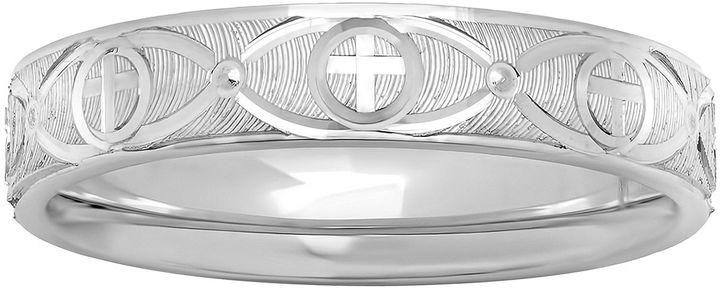 Mariage - MODERN BRIDE Personalized 4mm Comfort Fit Sterling Silver Cross Wedding Band