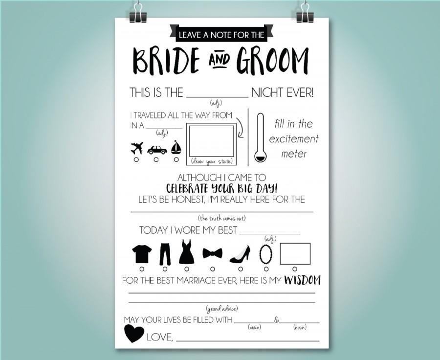 Mariage - Wedding Mad Libs, Wedding Advice Card, Fill in the Blank, Custom Colors, Instant Download, 5.5x8.5