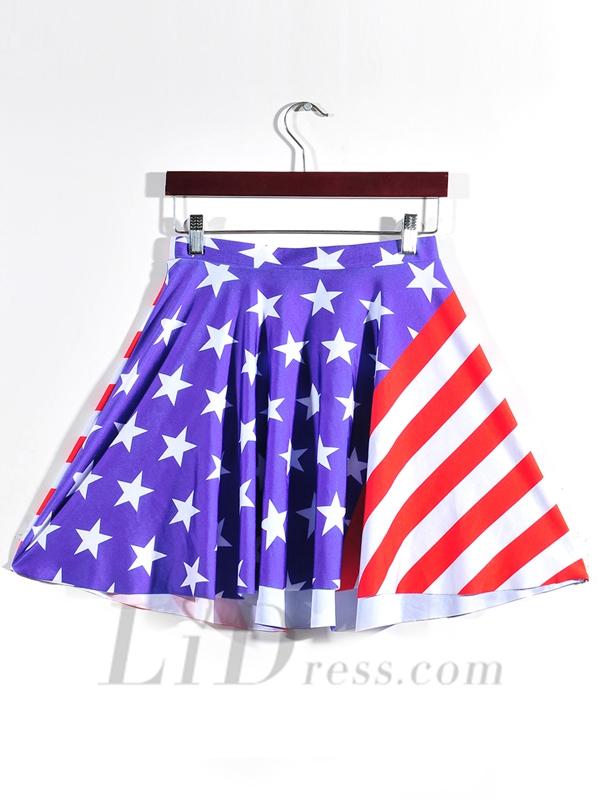 زفاف - Hot Digital Star Stripe Digital Print Skirt Skt1161