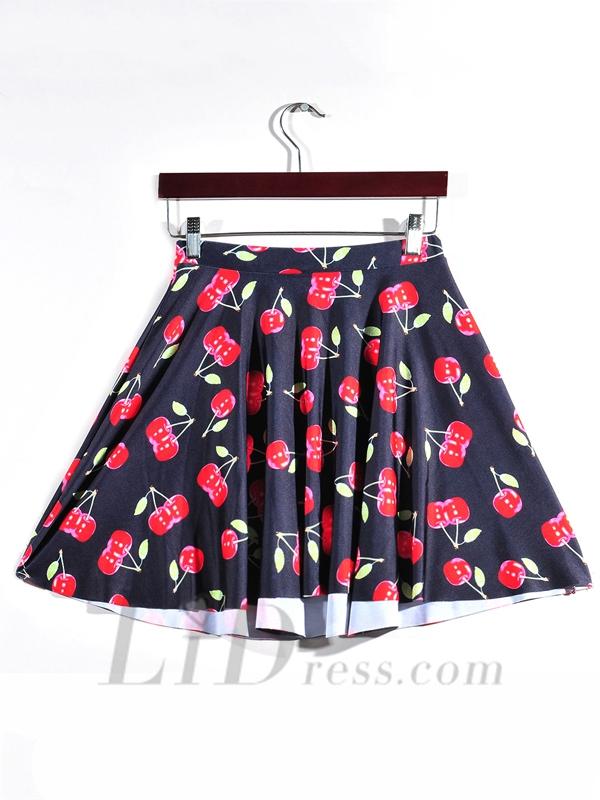 Hochzeit - New Hot Digital Printing Cherry Red Pleated Skirts Skt1159