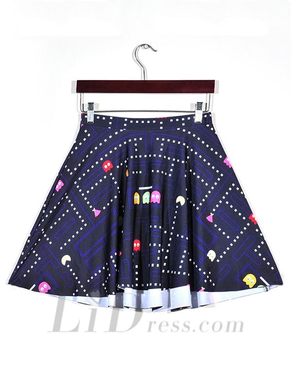 زفاف - Hot Digital Print Skirt Pleated Skirts Skt1157