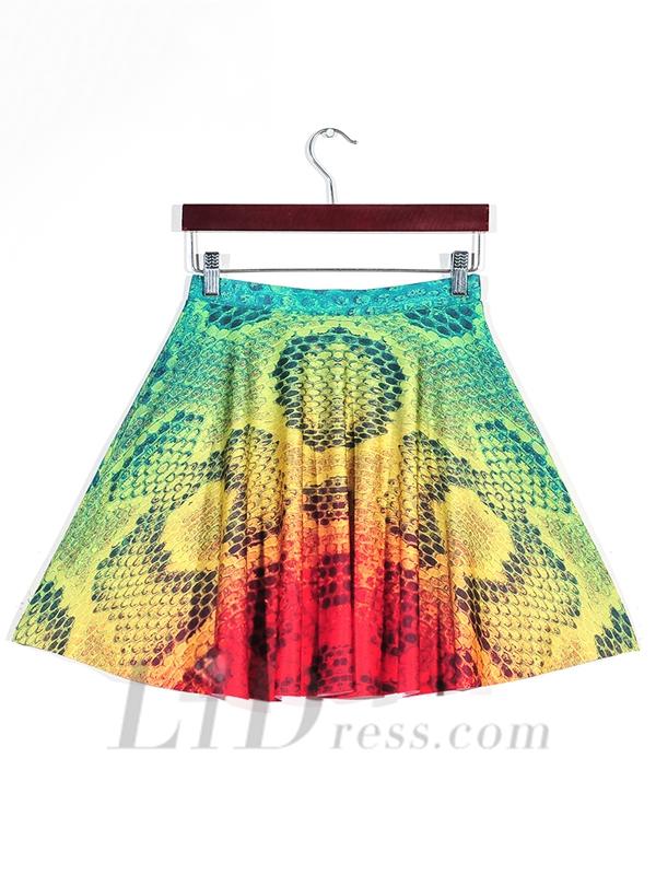 Hochzeit - Digital Printing Snakeskin Pattern Pleated Skirts Skt1148