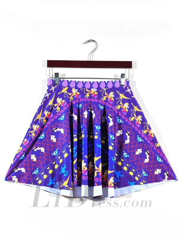 Hochzeit - Womens Hot Digital Printing On Purple Monkey Pleated Skirt Skt1146