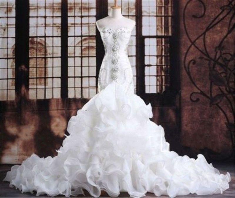 Hochzeit - New White/Ivory Mermaid Wedding Dress Bridal Gown Custom Size 6-8-10-12-14-16++