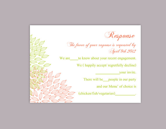 Wedding - DIY Wedding RSVP Template Editable Word File Download Rsvp Template Printable RSVP Cards Green Red Rsvp Card Template Floral Rsvp Card
