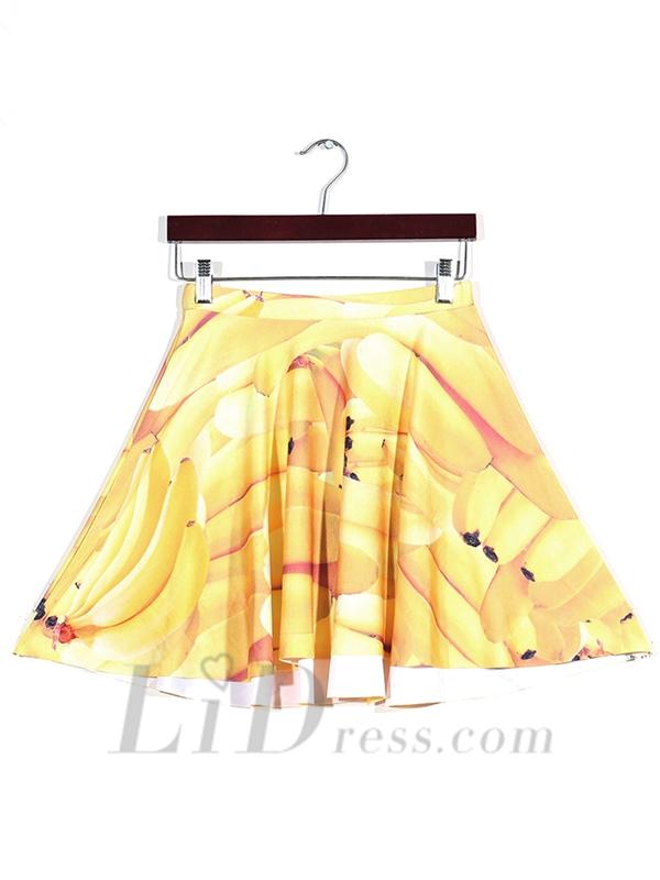 Wedding - Hot Digital Printing Fresh Banana Skirt Pleated Skirts Supplier Skt1136