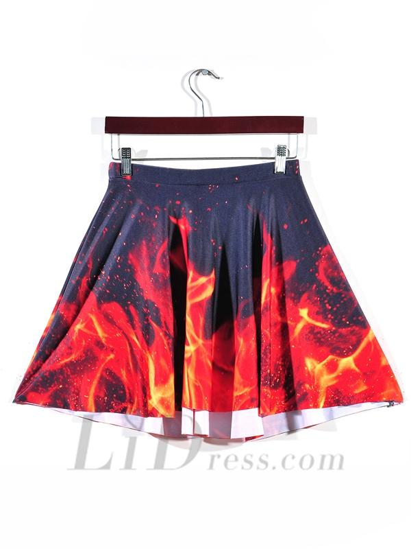 زفاف - Hot Spring Digital Printing Flame Pleated Skirt Skt1134