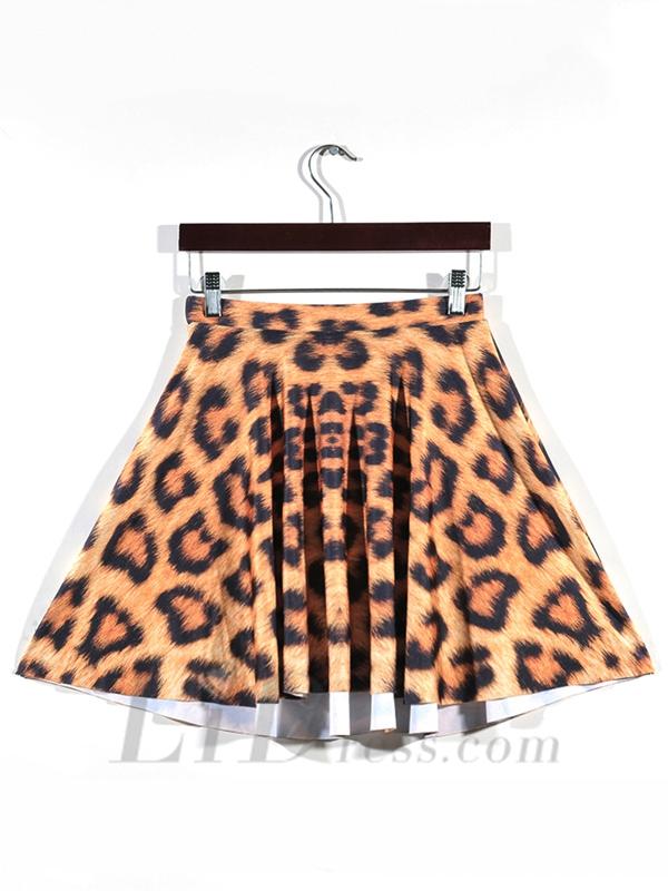 زفاف - Summer Hot Sexy Leopard Pleated Digital Printing Skirts Skt1131
