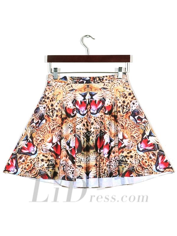 Mariage - Hot Digital Printing Leopard Head Pleated Skirts Skirt Skt1128