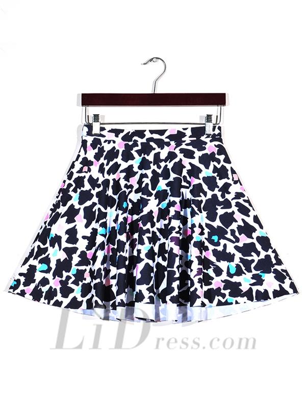 زفاف - Hot Digital Printing Cow Pattern Pleated Skirt Skt1127