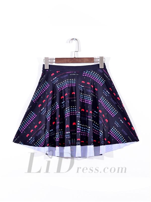 زفاف - Hot Sky Digital Printing Eat Peas Series Pleated Short Skirts Skt1117