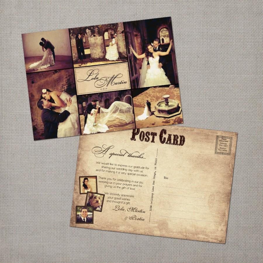 زفاف - Vintage Wedding Thank You Cards / Wedding thank yous / Wedding Thank You Cards / Thank you Cards / Thank you postcard - the "Lola"