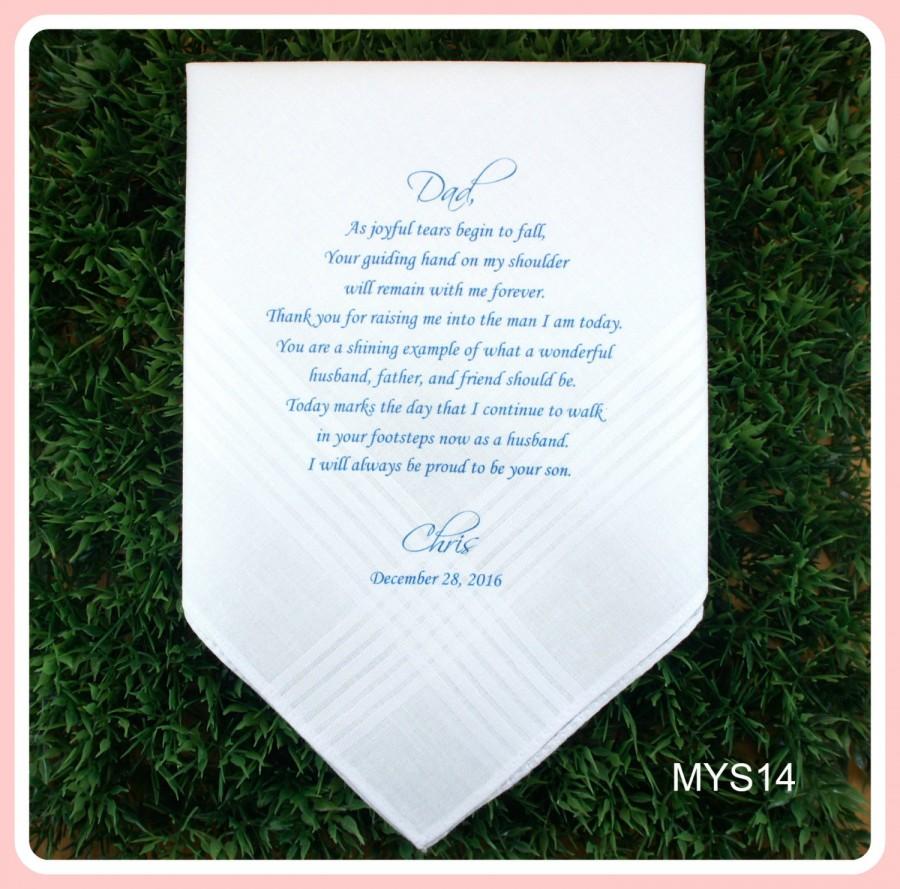 Wedding - Father of the Groom Hankerchief from the Groom-Wedding Handkerchief-PRINTED-CUSTOMIZE-Wedding hankies-Wedding Gift-Father of the groom gift