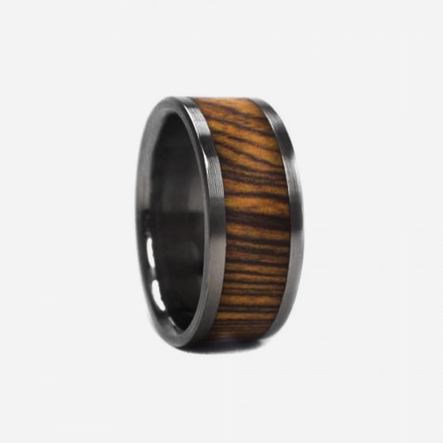 زفاف - Mens Wood Wedding Band Titanium Wood Ring, Ring Armor Waterproofing Included, Alternative Wedding Band
