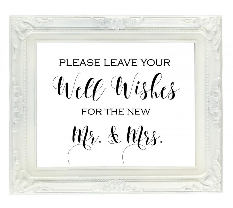 Mariage - Well Wishes for the New Mr. & Mrs. Sign, Wedding guest book sign, Wedding Advice sign, printable wedding sign, instant download, 8x10