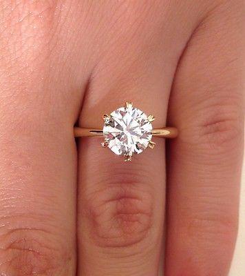 Wedding - 2.00 Ct Round Cut Vs1 Diamond Solitaire Engagement Ring 18k Yellow Gold