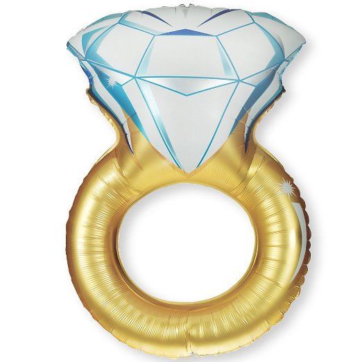 Wedding - Gold Mylar Balloons {Engagement Ring} 37" Oversized Balloon