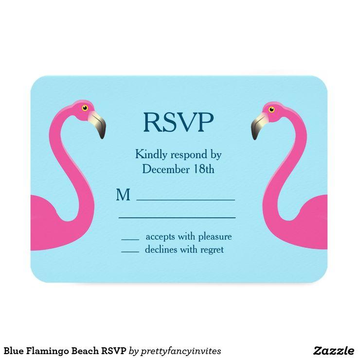 Hochzeit - Blue Flamingo Beach RSVP Card