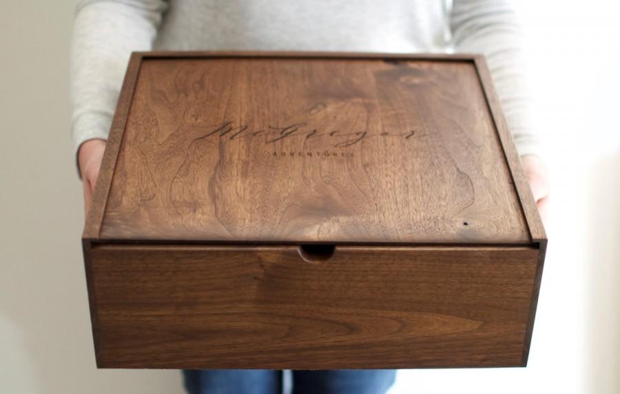 Mariage - Extra Large Keepsake Box - Wooden Box - Wedding Card Box - Personalized Walnut Memory Box - Father's Day Gift - Wedding Gift