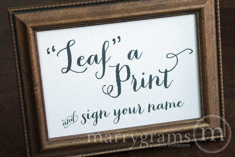 Wedding - Leaf a Print and Sign Your Name -Guest Book Table Sign - Fingerprint Guest Tree Sign - Wedding Reception Signage - Matching Numbers SS02