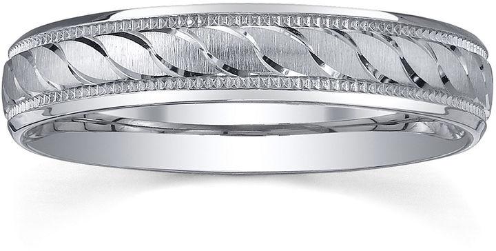 Hochzeit - FINE JEWELRY Womens 4mm Swirled Silver Wedding Band Ring