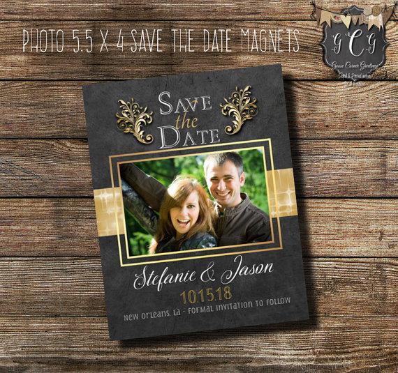Mariage - Chalkboard Photo Save the Date magnets,Rustic Save the Date personalized,Rustic Save the Dates magnets,Photo Save The date Magnets,