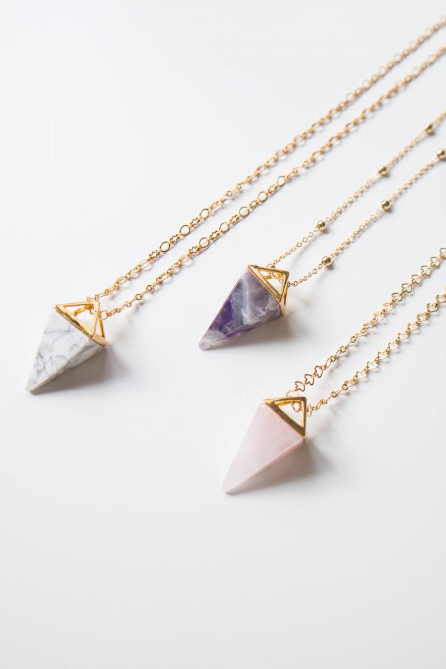 Свадьба - Pyramid Crystal Necklace Rose Quartz Necklace Aventurine Necklace Tribal Summer Trend Necklace Bohemian Necklace Gift For Her