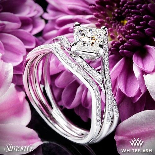 Свадьба - 18k White Gold Simon G. MR1394 Fabled Diamond Wedding Set