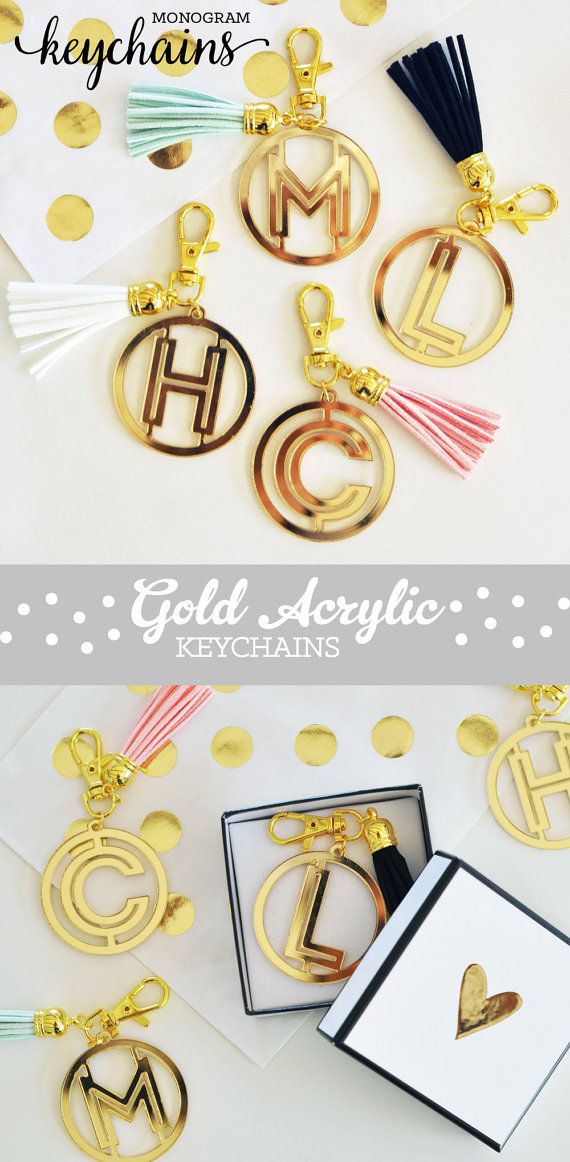 Mariage - Monogram Keychains For Women Gold Keychain Personalized Keychain Tassel Keychain Custom Keychain Gifts For Bridesmaid Keychain (EB3140)