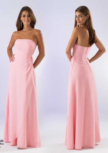 Mariage - Floor Length Strapless Zipper Pink Chiffon Ruched
