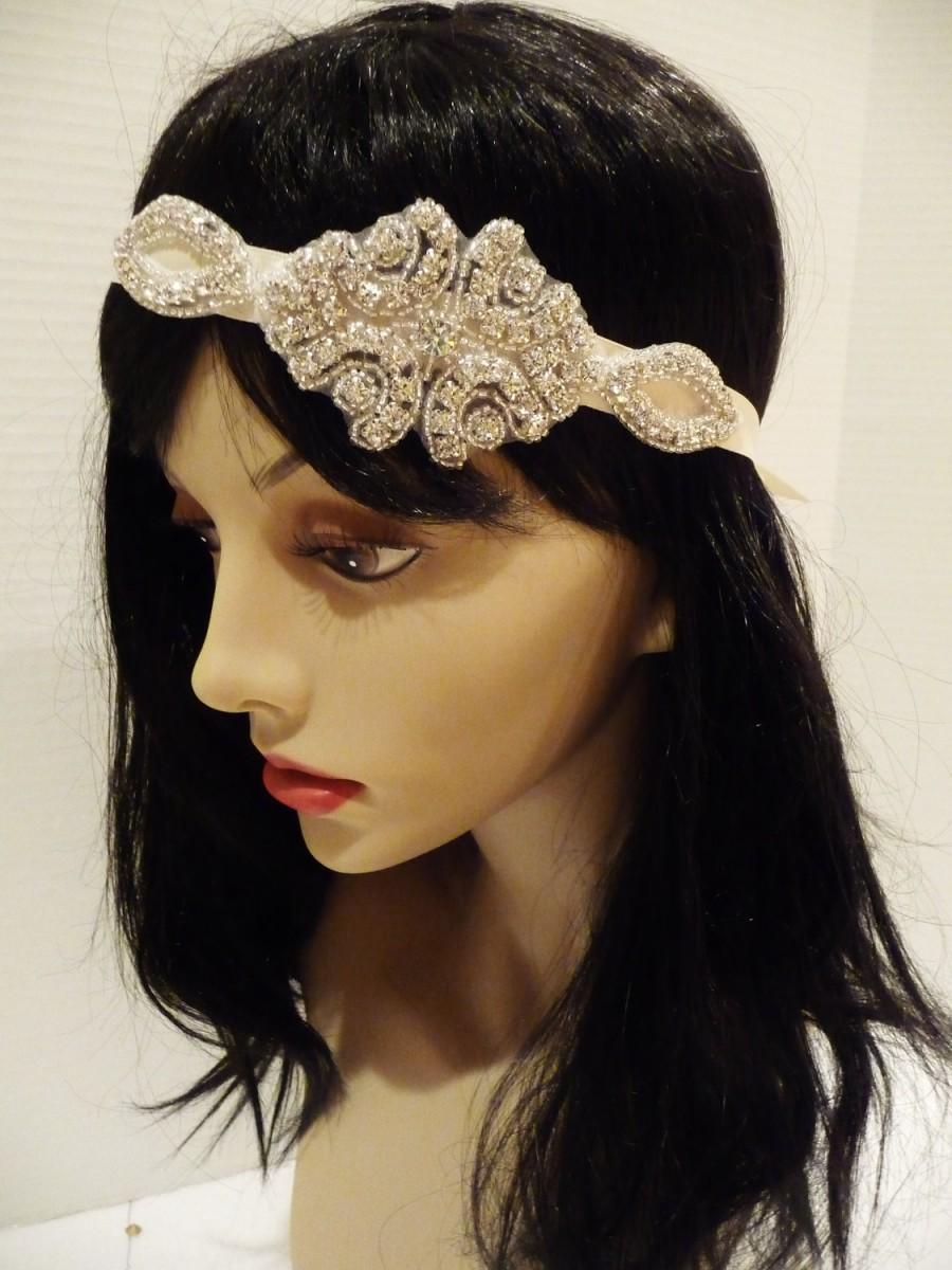 Hochzeit - Great Gatsby Bridal Headpiece, Bridal Rhinestone Headpiece, KAMI, Vintage Headband, Bridal Headband, Rhinestone Headband, Crystal Headband