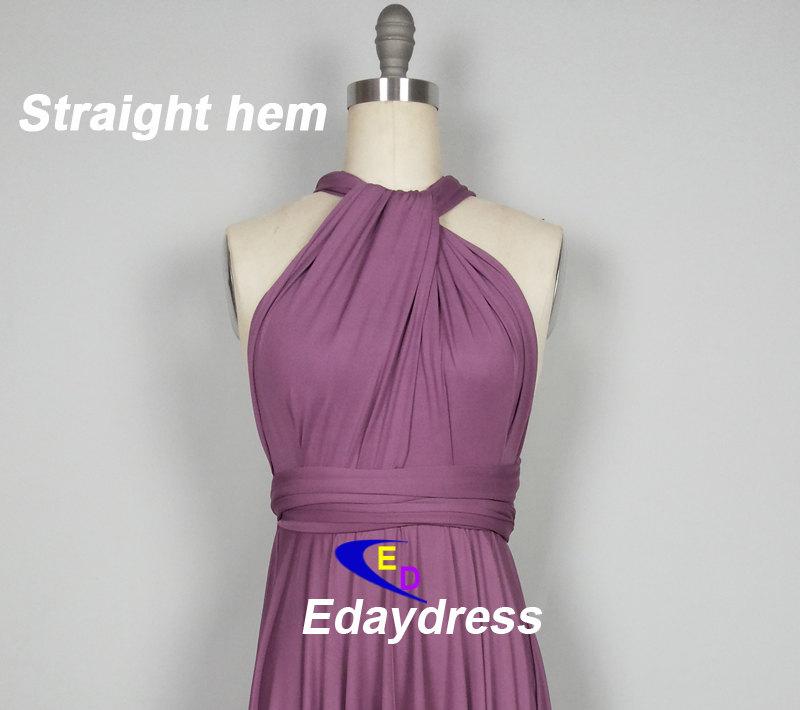 Mariage - Straight Hem Knee Tea Length Bridesmaid Dress Convertible Rose Pink Infinity Dress