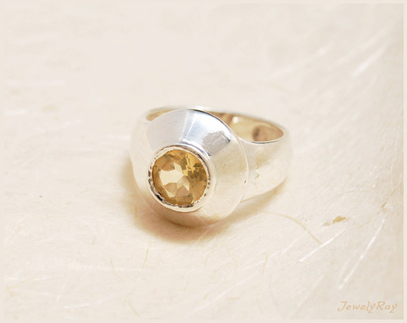 Mariage - Citrine Engagement Ring, Personalized engagement ring, November birthstone engagement ring, Silver and Citrine ring, Unique engagement ring