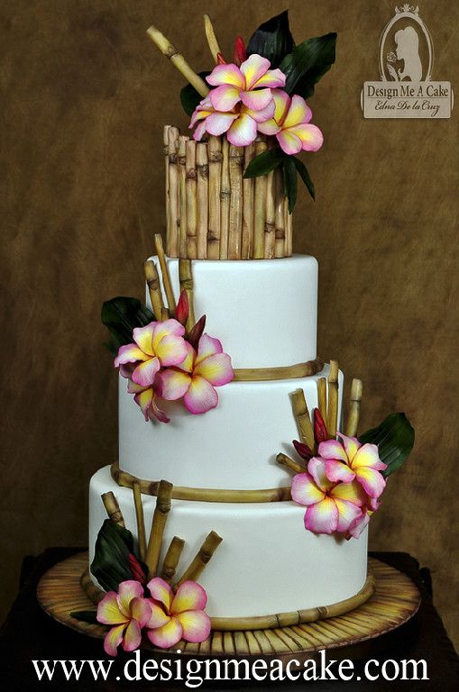 Wedding - Bamboo And Plumeria Wedding Cake Design By Edna De La Cruz