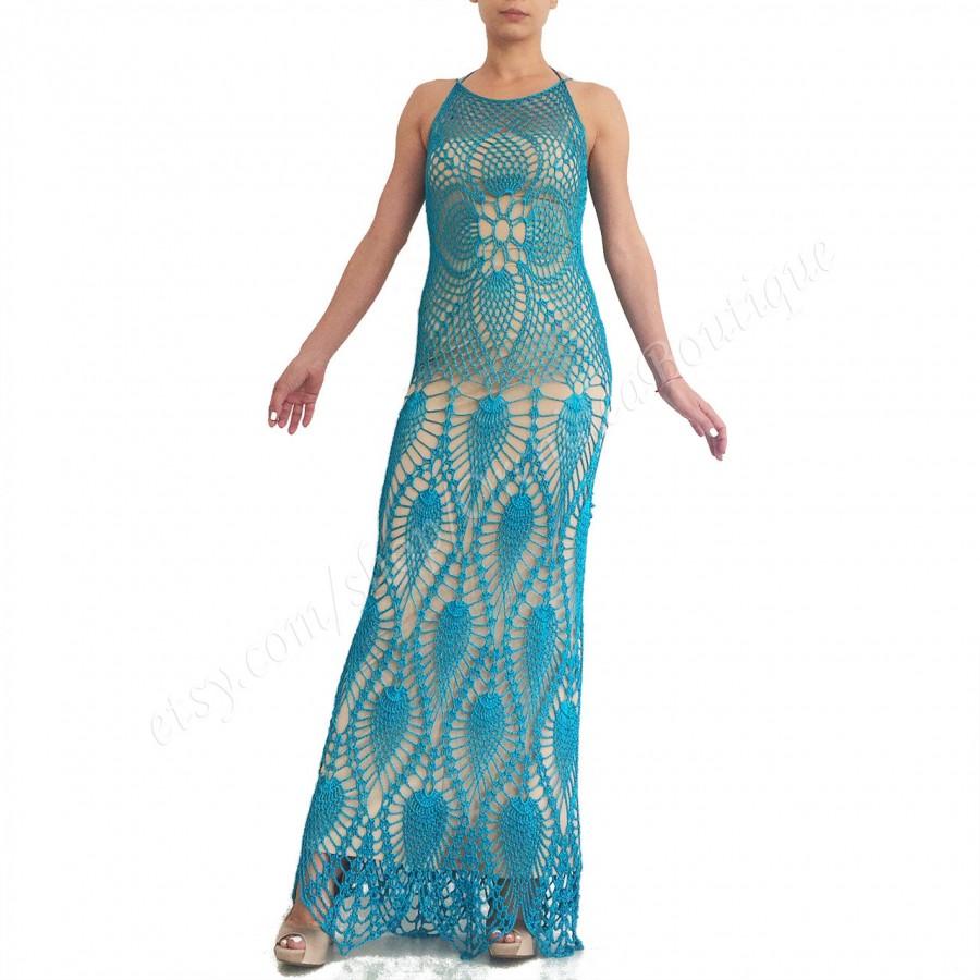 Wedding - Crochet maxi dress/ Evening dress/ Beach dress/ Bohemian dress/ Boho crochet gown/ Wedding dress/ Lace maxi dress/ Crochet long dress GEM