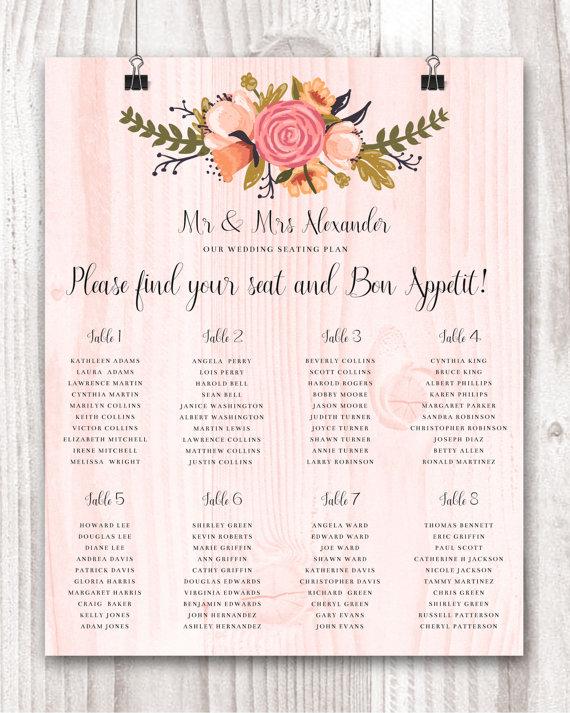 Mariage - wedding seating sign, wedding seating plan, rustic wedding Seating, rustic wood wedding plan, vertical Seating Chart, guest wedding list