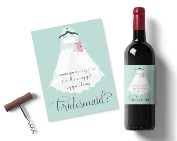 Hochzeit - will you be my bridesmaid wine label, pea green wedding wine label, custom message wine labels, personalised bridesmaid wine stickers custom