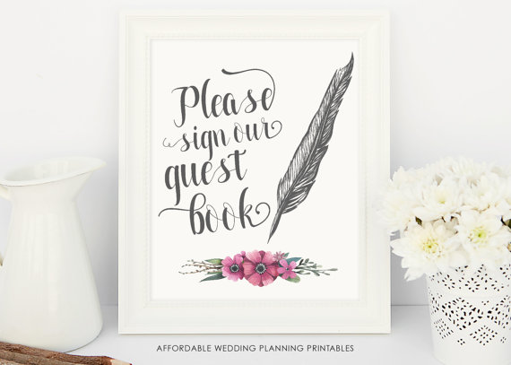 Mariage - printable wedding guest book sign, floral guest book sign, floral wedding printable, rustic wedding sign, sign guest book, floral wedding