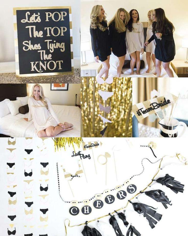 Wedding - Last Fling Before The Ring: Black & Gold Bachelorette Party Bachelorette Party Ideas