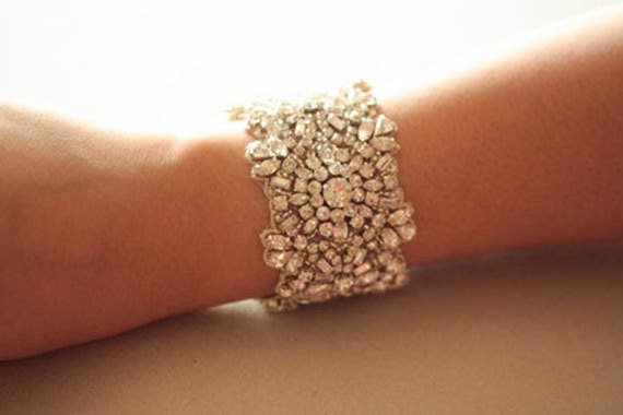 زفاف - Wedding Crystal Bracelet   - Kristal Silver  (Made to order)