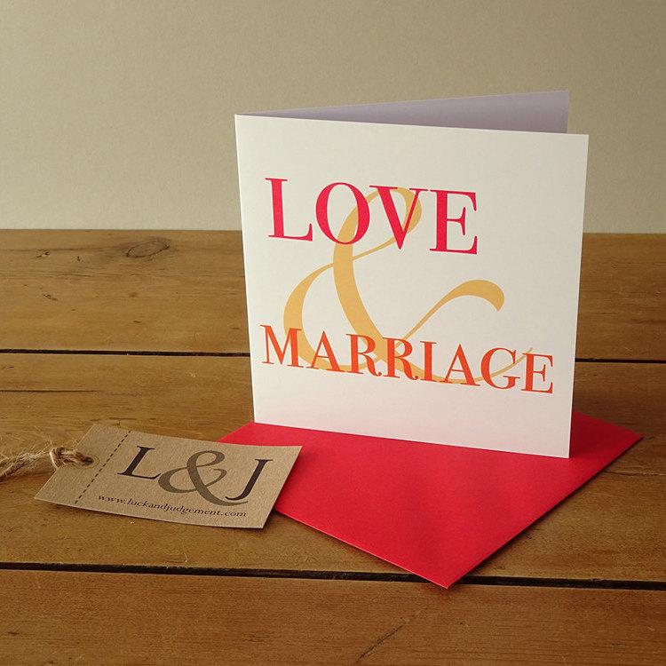 Wedding - Wedding card - engagement card - red - orange - engagement congratulations - love & marriage - happy couple - wedding invite - husband to be