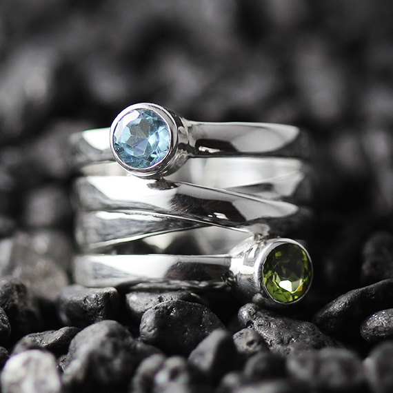 زفاف - Topaz Peridot Ring 925 Sterling Silver Womens Rings Personalized Gemstones