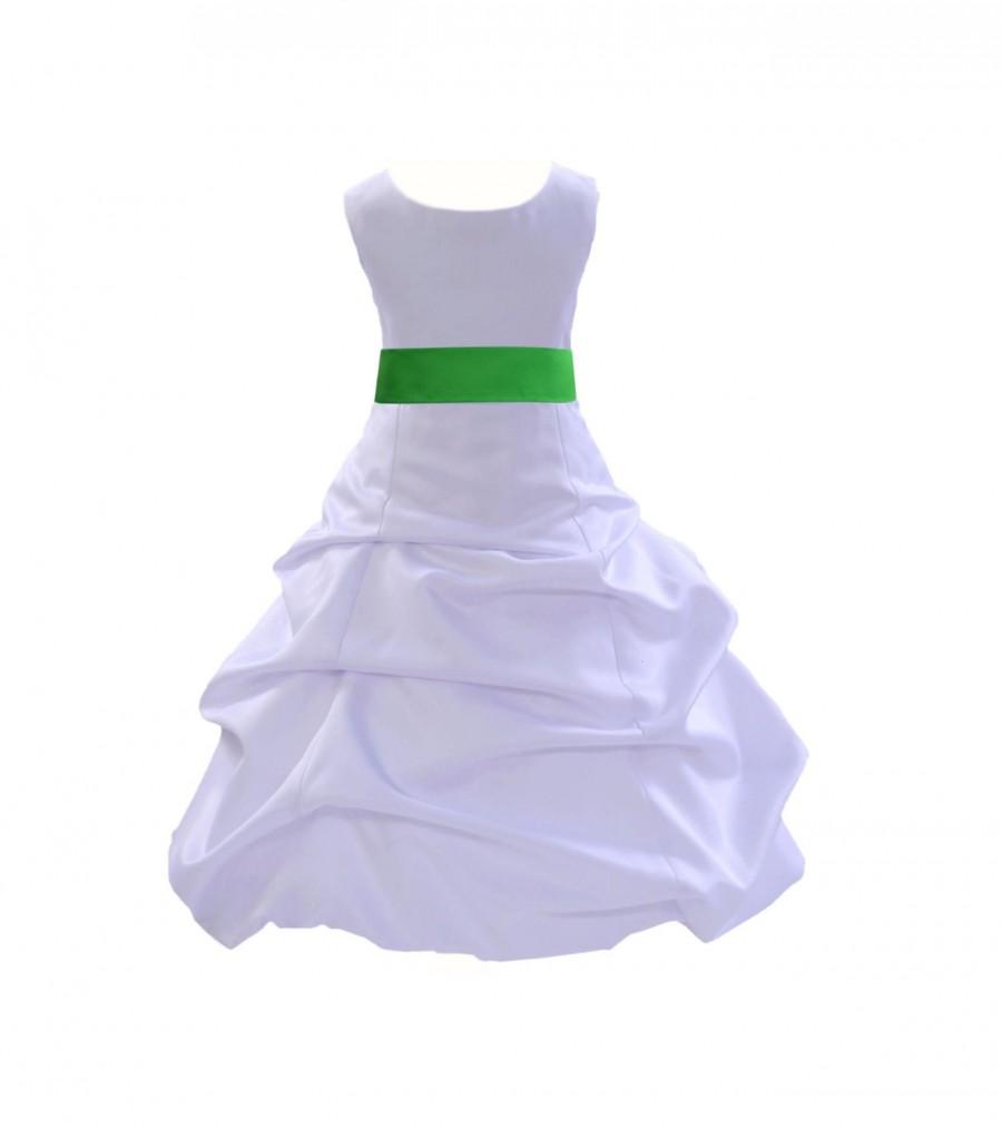 Hochzeit - White Flower Girl Dress tie sash pageant wedding bridal recital children bridesmaid toddler childs 37 sash sizes 2 4 6 8 10 12 14 16 