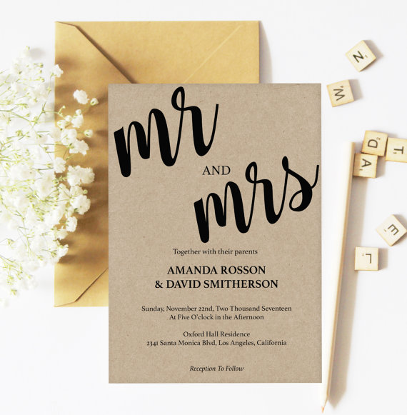 Mariage - Modern Unique Kraft Wedding Invitations 