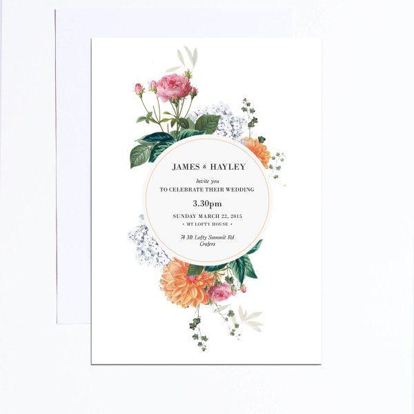 Wedding - Vintage Botanical Wedding Invitations – Clover