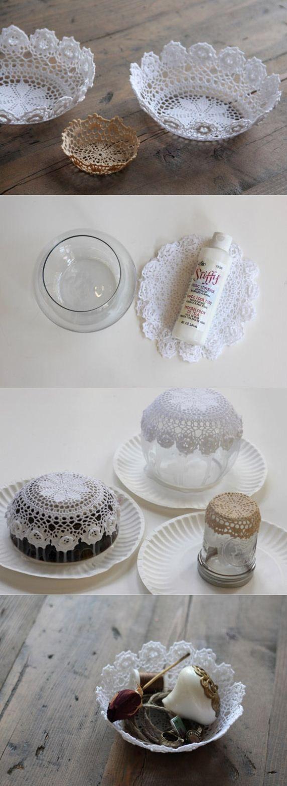 Wedding - Quick Easy Lace Doily Bowl