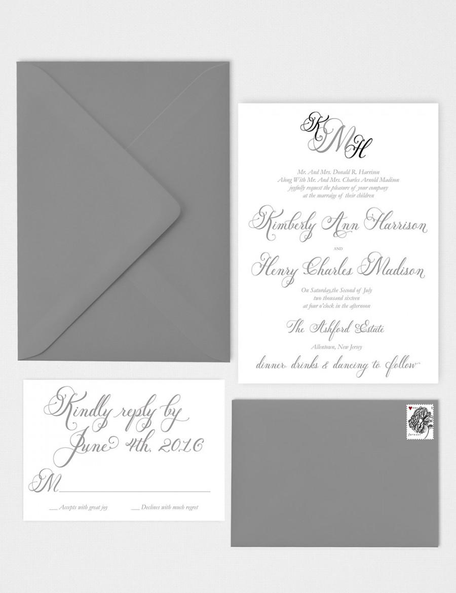 Свадьба - Wedding Invitation - Calligraphy Wedding Invitation - Kimberly